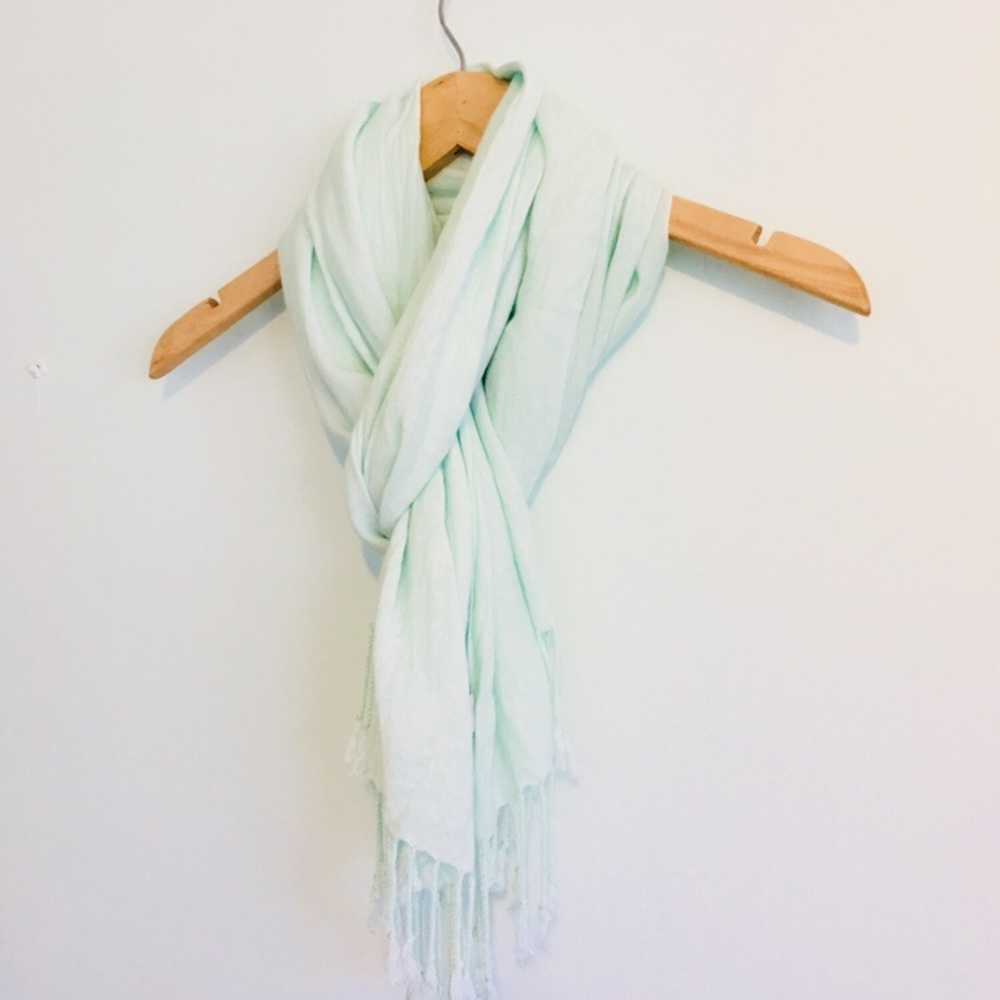 Light Turquoise Scarf with Tassels
